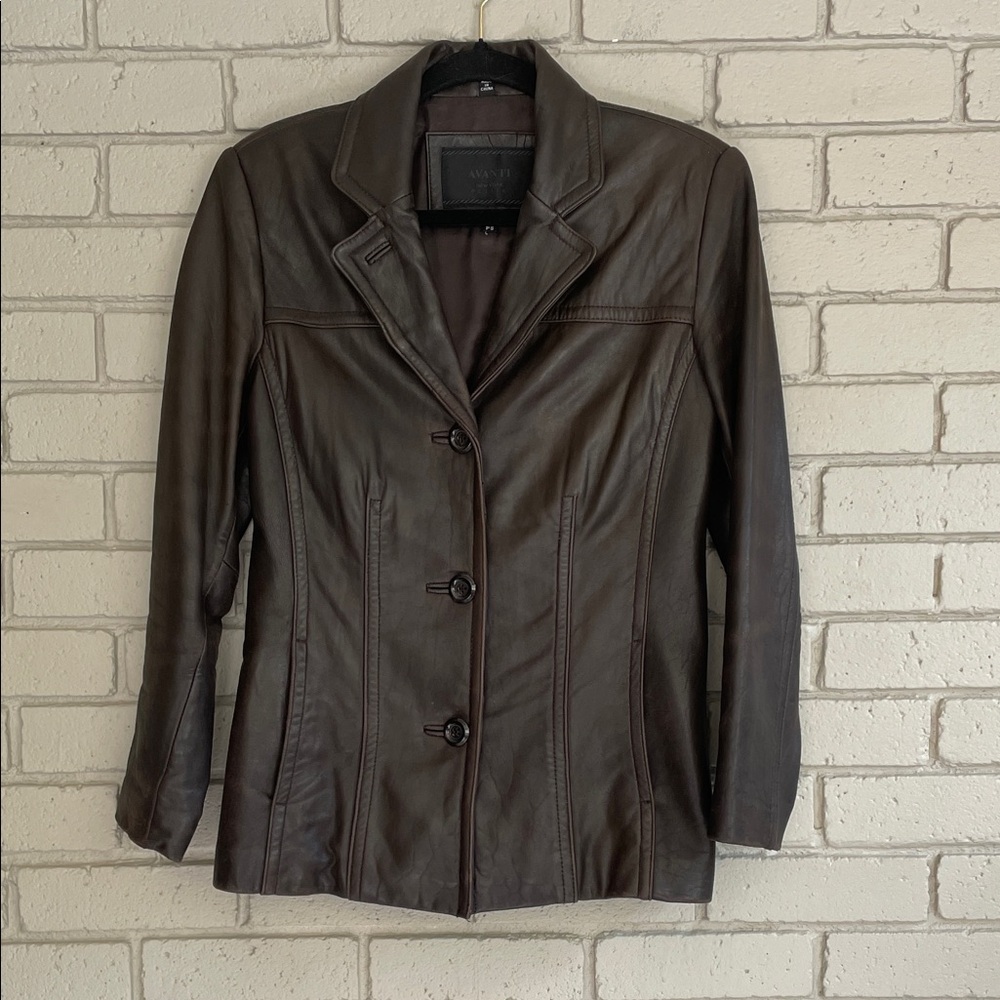 Avanti Chocolate Brown Soft Genuine Leather Blazer Jacket